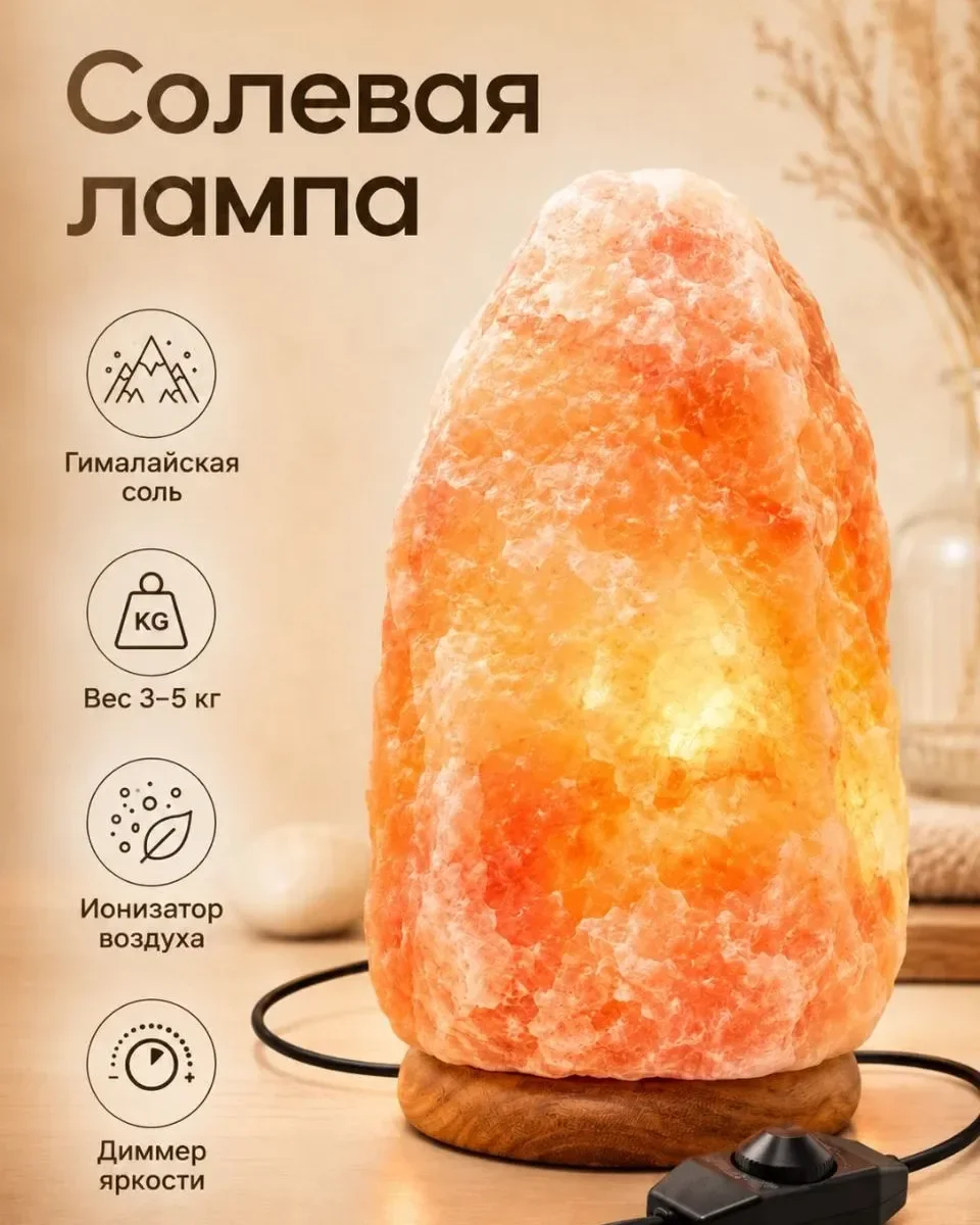 Солевая лампа «Скала» из гималайской соли — фото 1