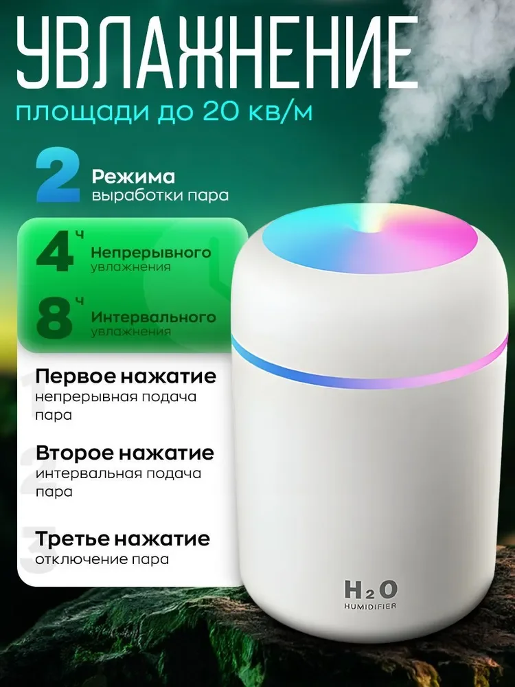 Мини-увлажнитель воздуха с аромадиффузором и подсветкой